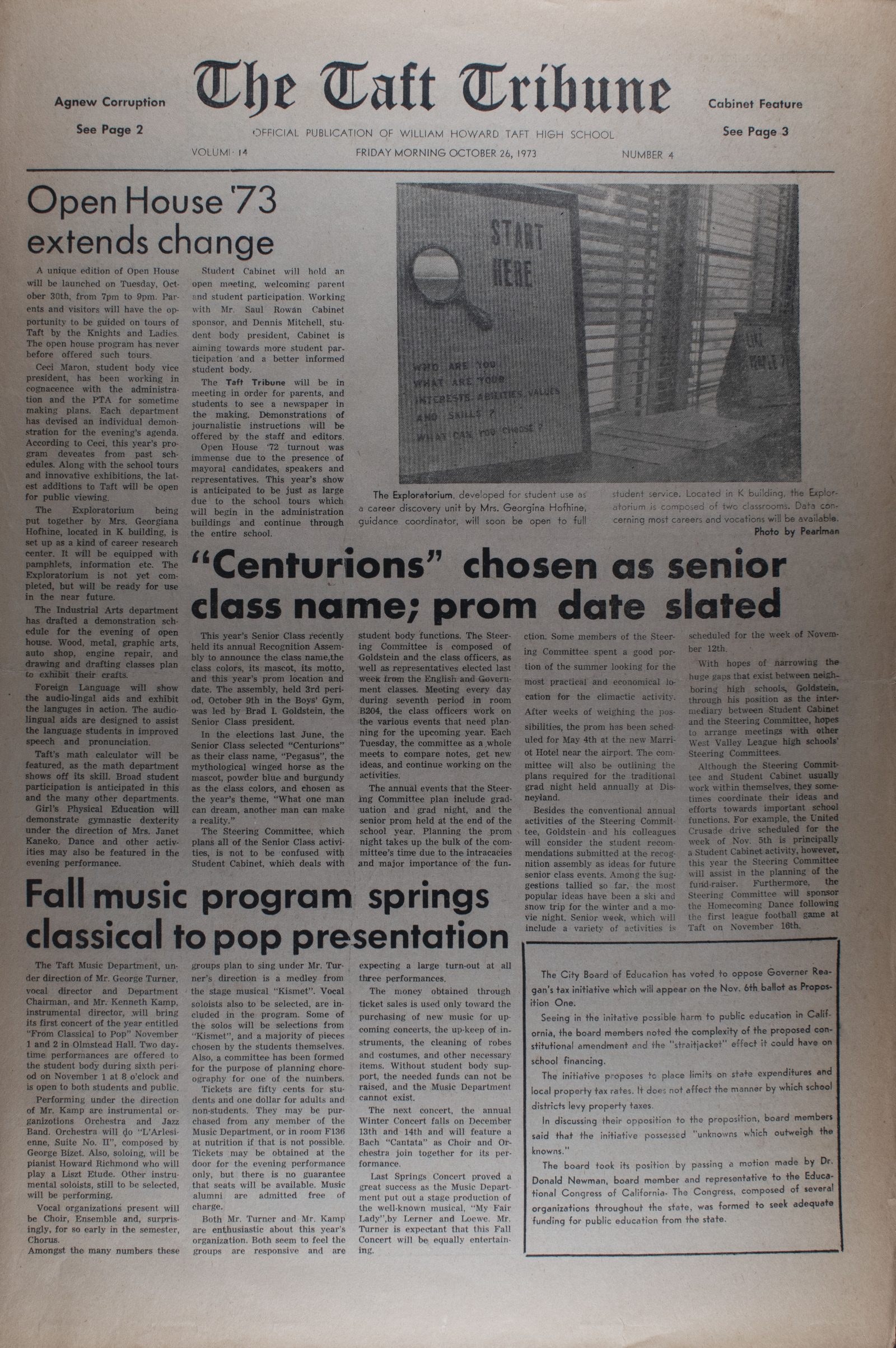 October 26, 1973, page 1