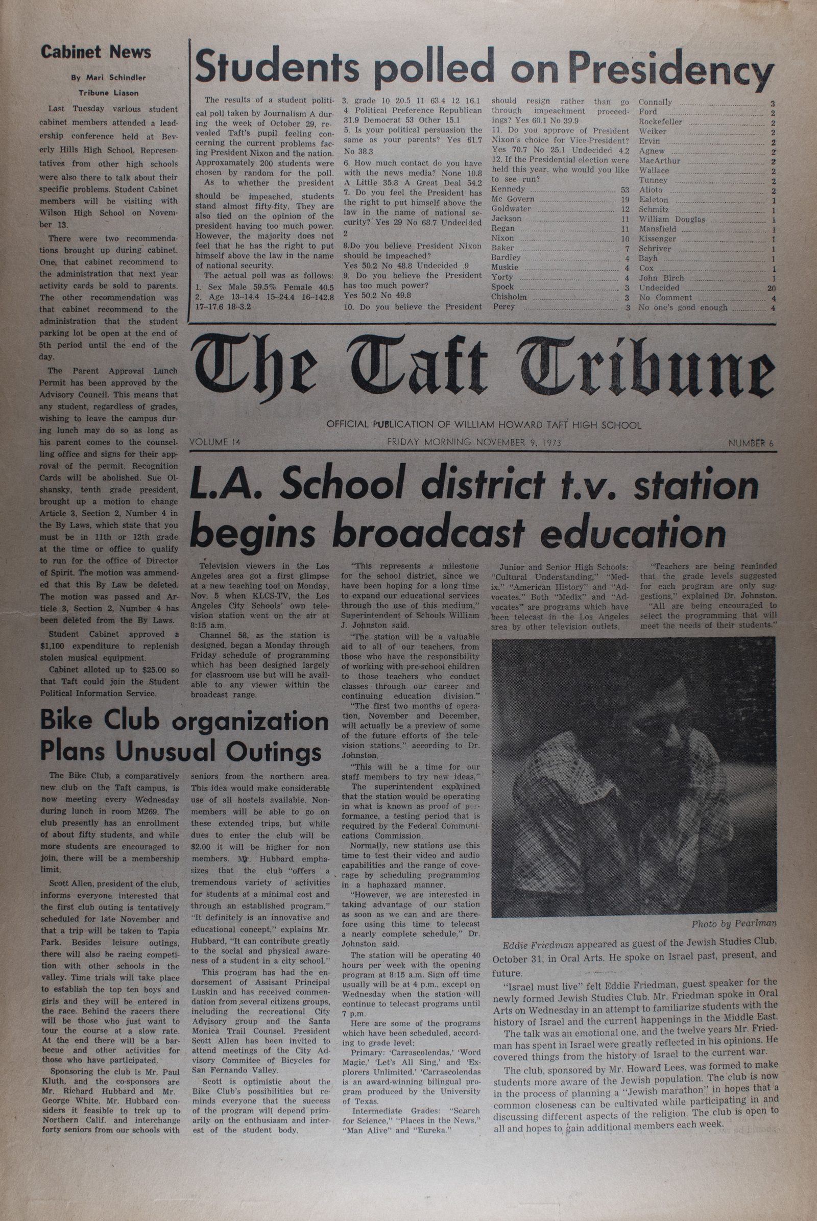 November 9, 1973, page 1