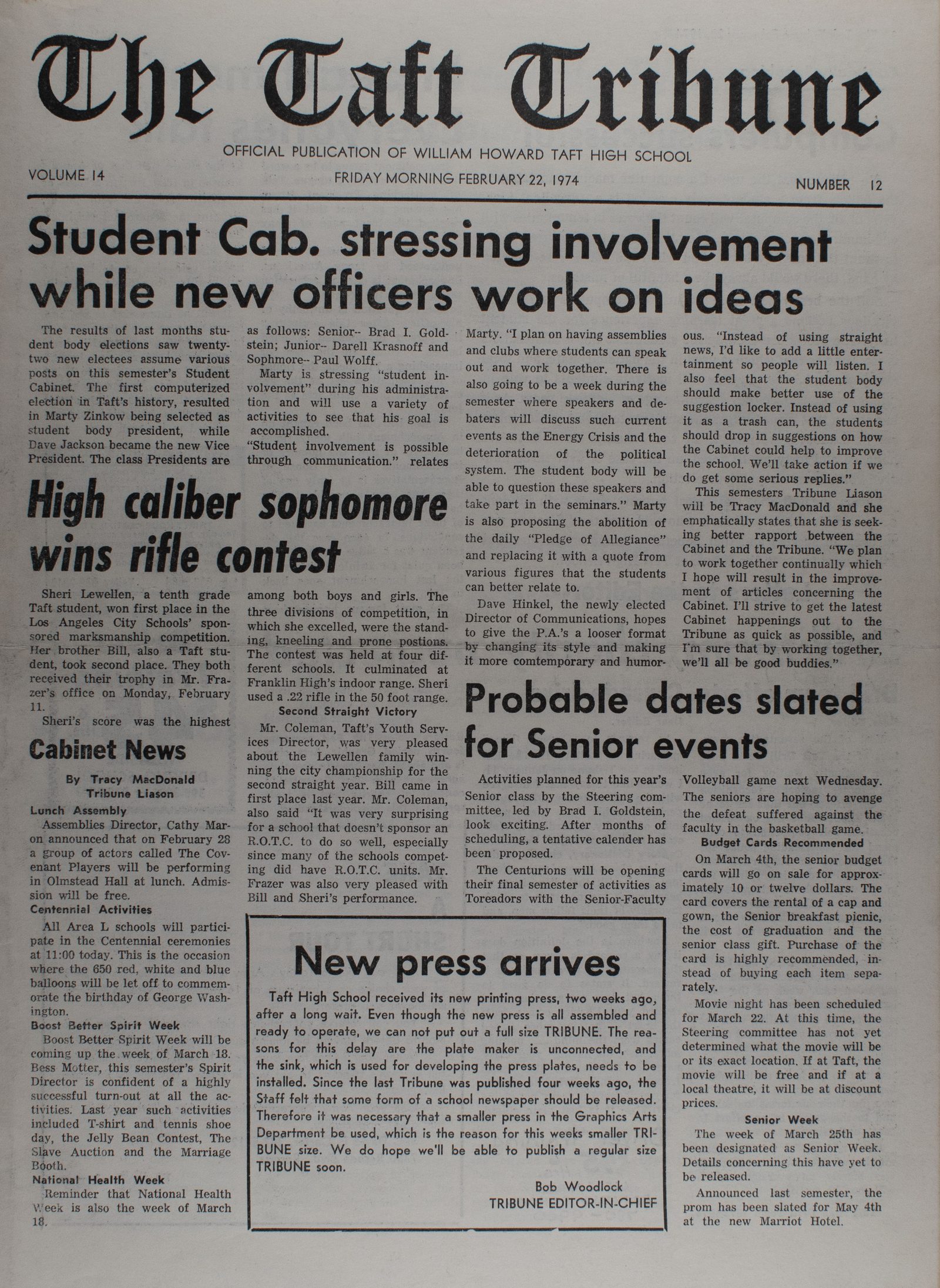 February 22, 1974, page 1