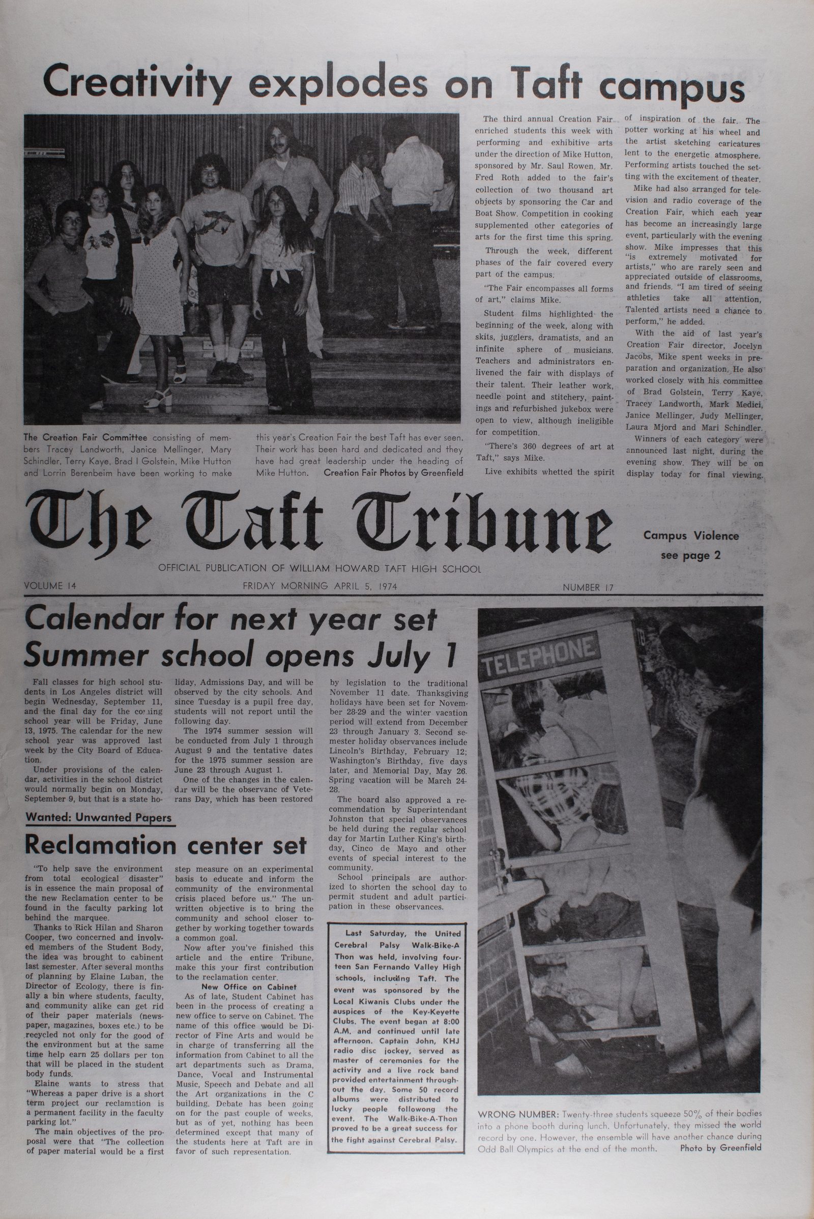 April 5, 1974, page 1