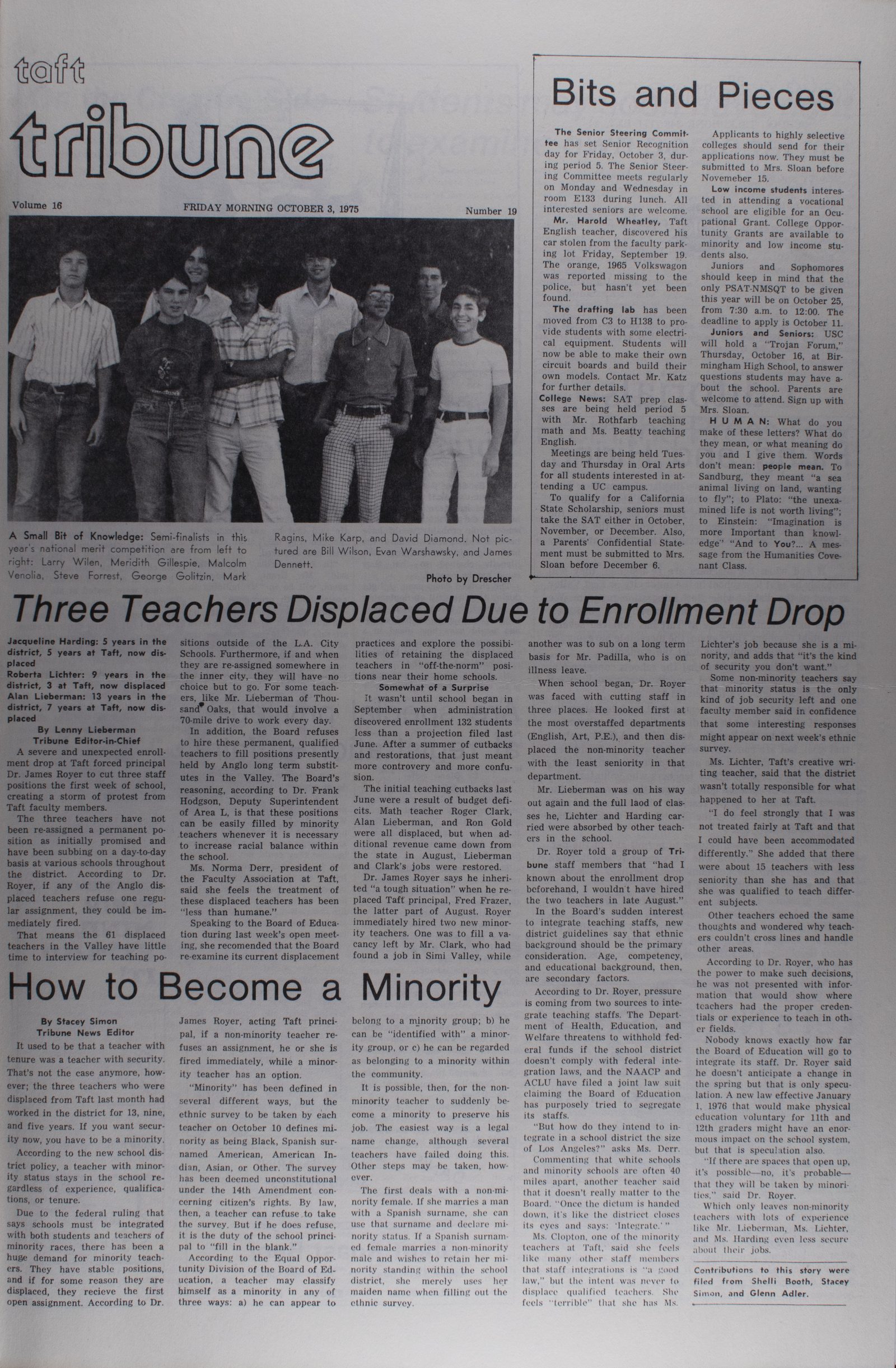 October 3, 1975, page 1